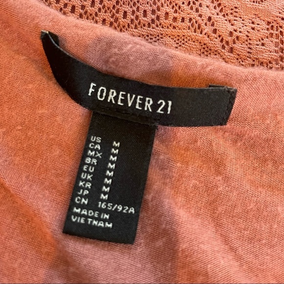 FOREVER 21 dusty rose pink fully lined long sleeve lace overlay Dress size M - Picture 5 of 8